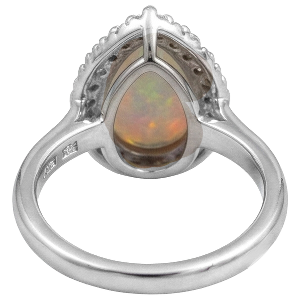 Weißgold 14K Opal und Aus der Erde Abgebauter Natürlicher Diamanten 11,25 Karat Verlobungsring Neu