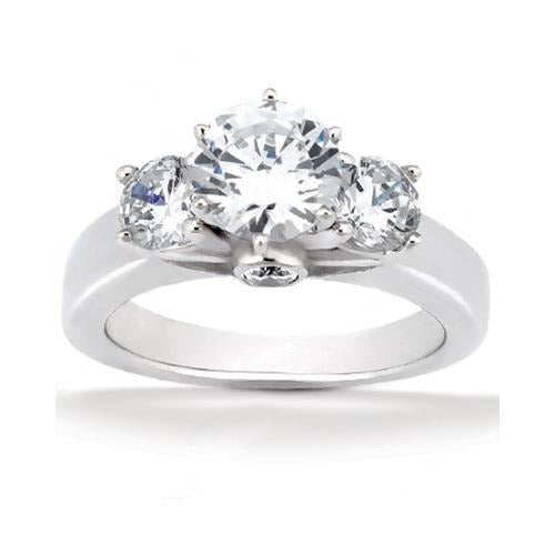 Weißgold 14K Rundschliff 3 Steine 2.64 Karat Echt Aus der Erde Abgebauter Natürlicher Diamanten Ring Neu