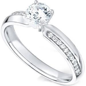 Weißgold 14K Solitaire mit Akzent Echt Aus der Erde Abgebauter Natürlicher Diamanten Ring 2.40 Karat Neu