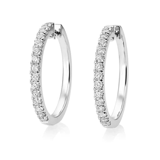 Weißgold 14K funkelnde 4,30 Karat Natürlich Diamanten Damen Creolen
