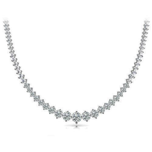 Weißgold 14K kleine Rundschliff 24.00 ct Echt Diamanten Damen Halskette