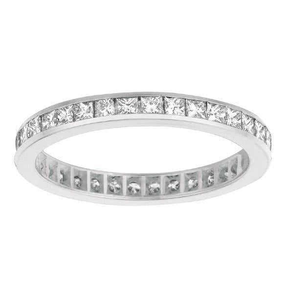 Weißgold 2,24 Karat Prinzessinnenschnitt Echt Aus der Erde Abgebauter Natürlicher Diamant Eternity Ring Band Schmuck