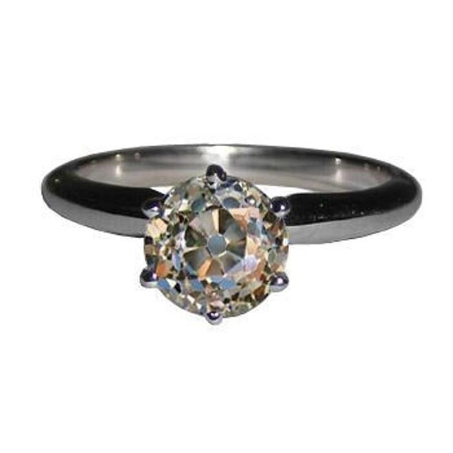 Weißgold 2.01 Karat alter Bergmann Cut Wunderschöner Echt Aus der Erde Abgebauter Natürlicher Diamant Solitärring