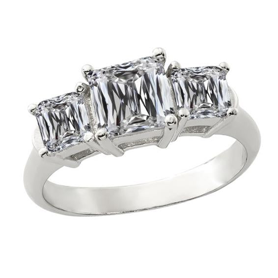 Weißgold 3 Steine Kissen Alter Minenschliff Echt Diamant Ehering 6 Karat