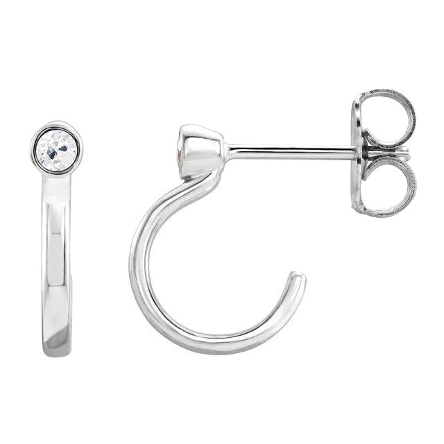 Weißgold Damen Offene Creolen Echt diamanten alter Bergmann Lünette Set 2 Karat