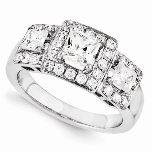 Weißgold Drei-Steine-Echt Aus der Erde Abgebauter Natürlicher Diamant-Verlobungsring 3,50 Karat