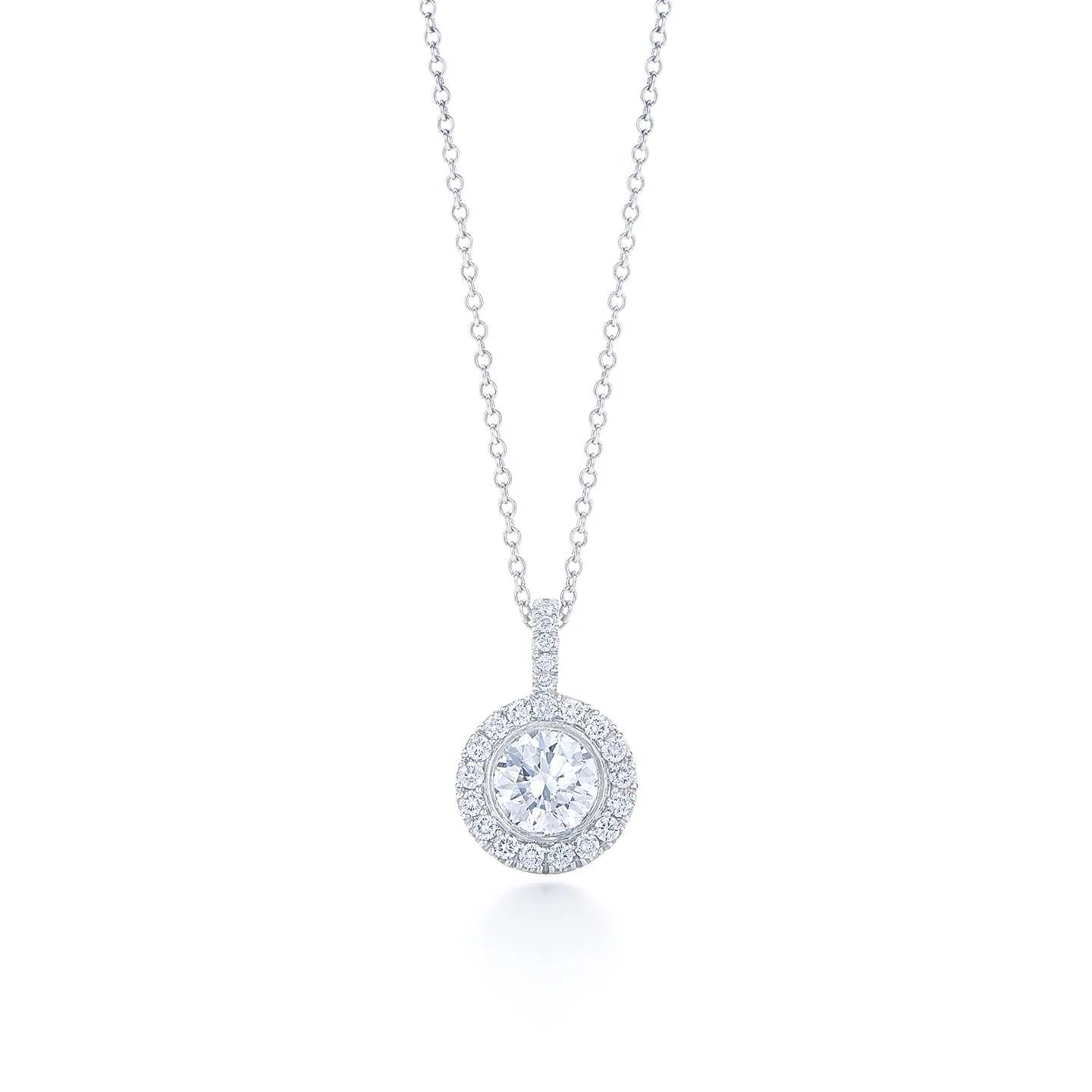 Weißgold Echt Diamanten Anhänger Halskette Kette 1,80 Karat Krappenset