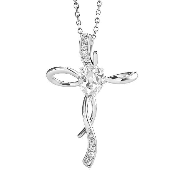 Weißgold Kreuz Echt Diamant Anhänger Rund & Birnenschliff alter Bergmann 2 Karat