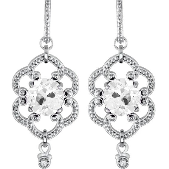 Weißgold Natürliche Diamant-Ohrringe Rundschliff Old Miner 3,50 Karat