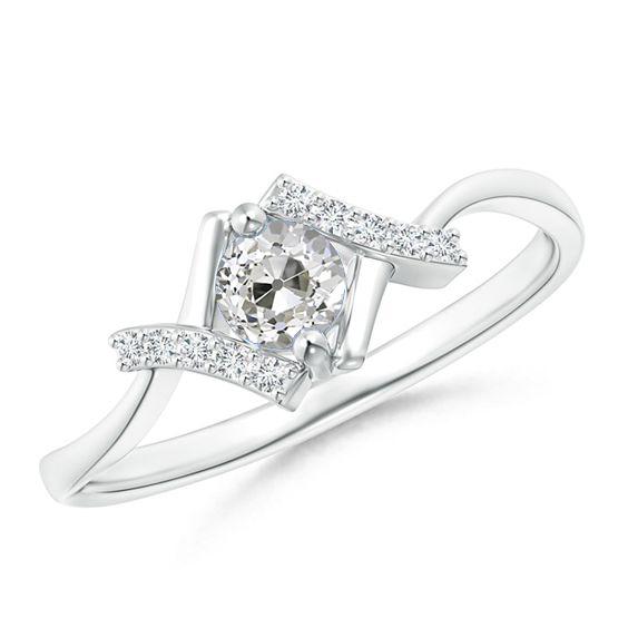 Weißgold Natürliche Diamantring Alter Schnitt 1,50 Karat Twisted Shank Schmuck