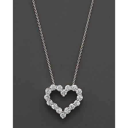 Weißgold Runde Echt Diamant Halskette Anhänger Damen Schmuck Neu 4 ct.