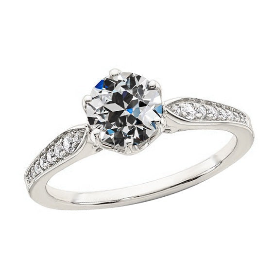 Weißgold Runder Altschliff Echt Diamantring 2.75 Karat Damenschmuck