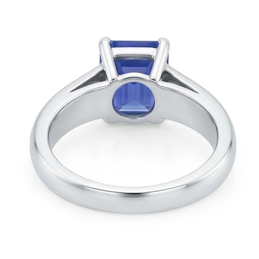 Weißgold Solitaire Smaragdschliff Ceylon Saphir Ring 1,50 Karat