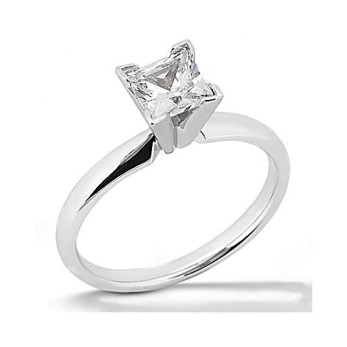 Weißgold-Solitärring mit Natürliche Aus der Erde Abgebauter Natürlicher Diamanten im Prinzessin-Schliff 2,51 ct.