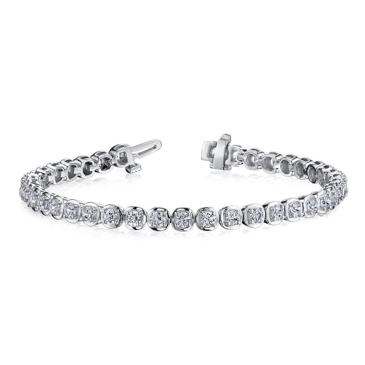 Weißgold-Tennis-Armband in Krappenfassung mit 10 Kt Echt Diamanten im Rundschliff
