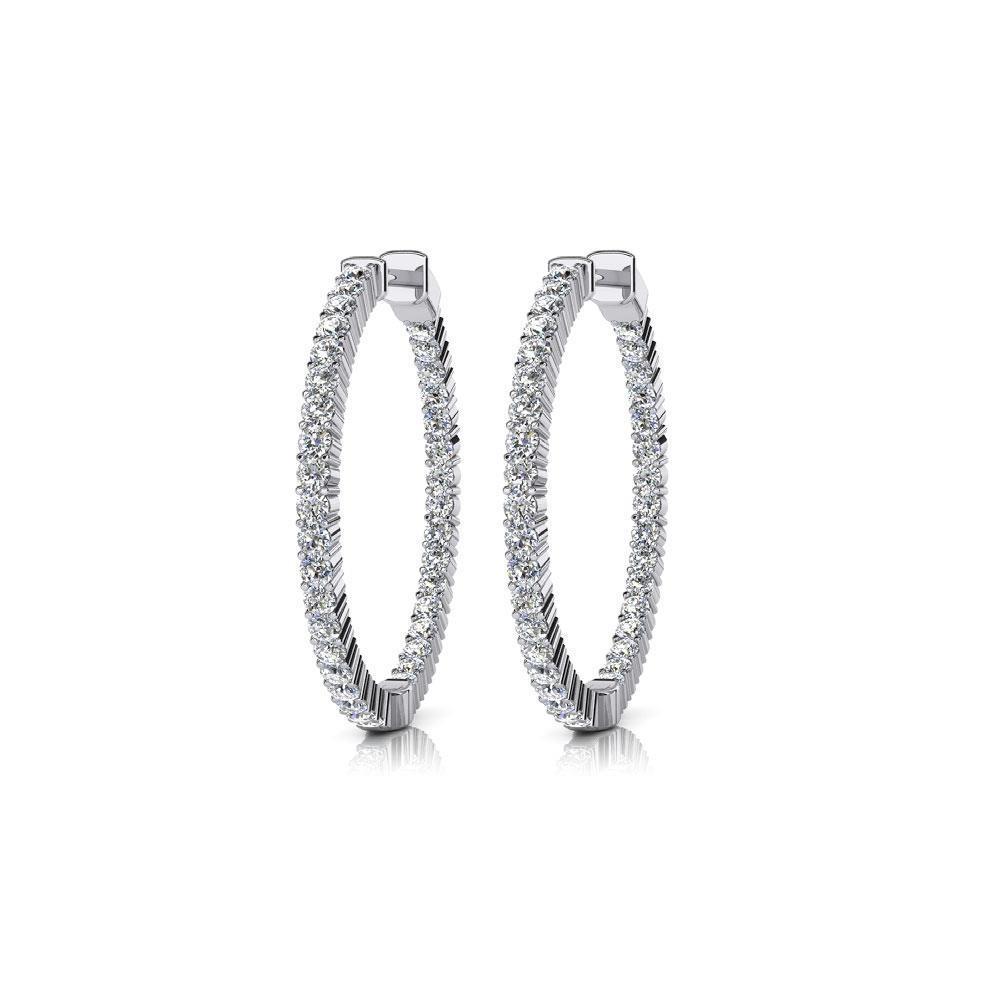 Weißgold 14K Wunderschöne Creolen mit Echt Aus der Erde Abgebauter Natürlicher Diamanten im Rundschliff von 5 ct Neu