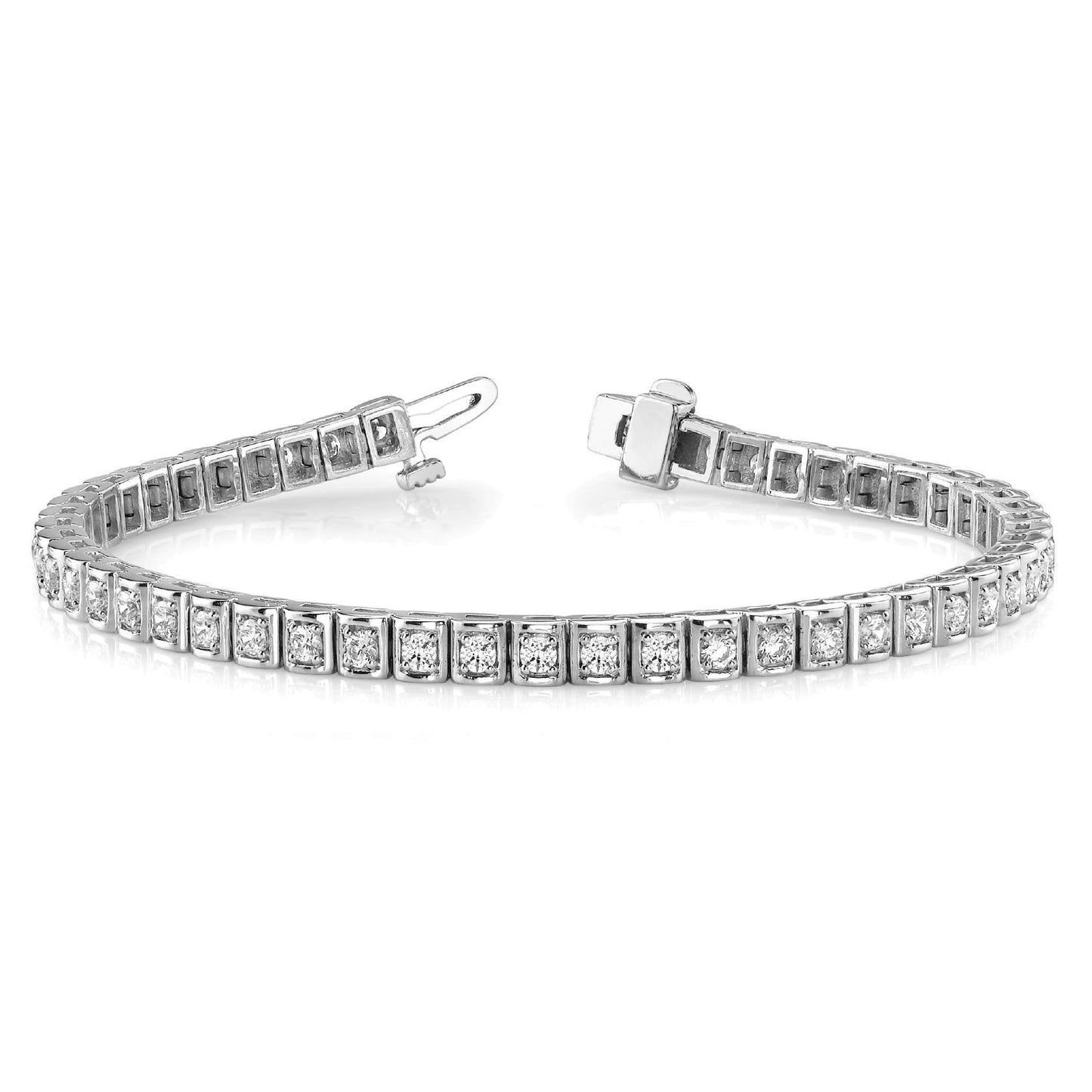 Wg 14K Funkelndes Rundschliff 2,55 Karat Echt Diamanten Tennisarmband
