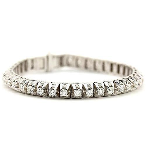 White Natürlich Diamant Tennis Armband 6,35 Karat Weißgold Schmuck 14K
