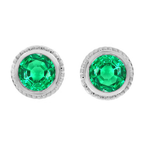 Edler Smaragd Gemstone Earring 2-Karat 14K Weißgold – Hauptansicht
