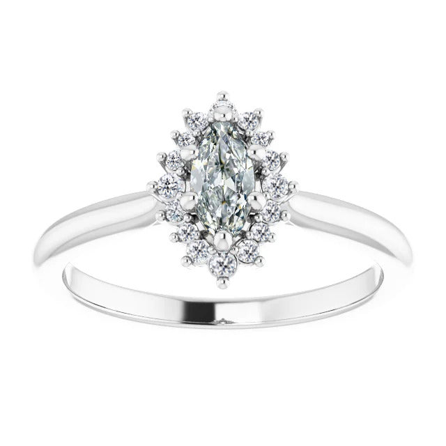 Edler Diamant Halo-Ring 1,50-Karat 14K Weißgold – Hauptansicht