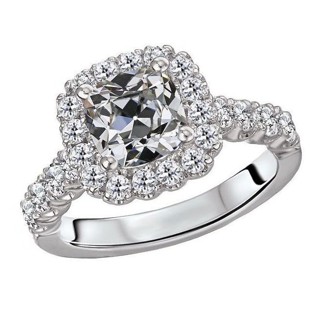 Natürlicher Diamant Halo-Fassung Ring – Hauptansicht
