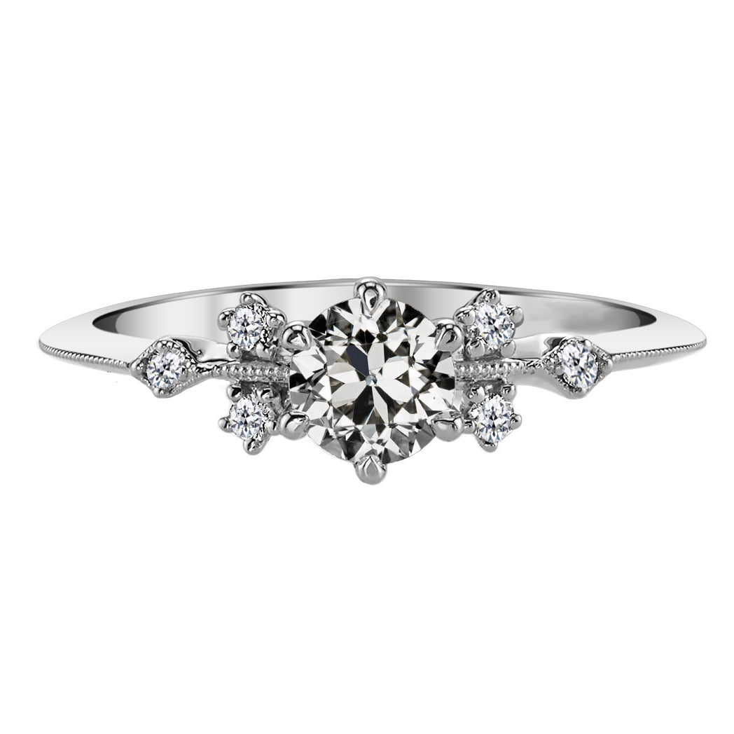Old Mine Cut Brillant Ring in 14 Karat Weißgold – Hauptansicht