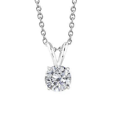 Wunderschöne 3 Karat Solitär-Halskette mit Rundschliff-Diamant-Anhänger Weißgold - harrychadent.de