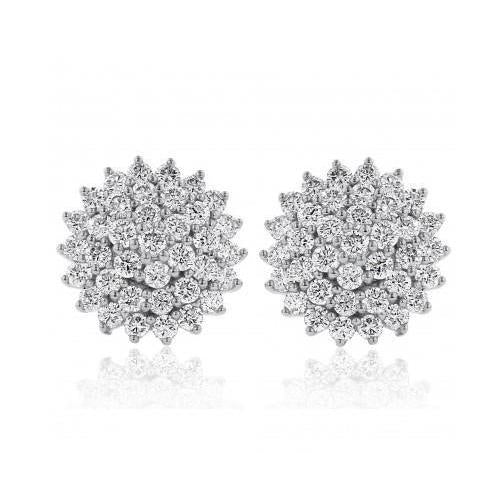 Wunderschöne runde 3,70 Karat Echt Diamant Halo Ohrstecker 14K Weißgold