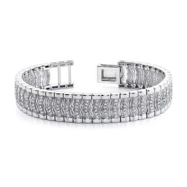 Wunderschönes Herrenarmband mit Rundschliff Weißgold 14K 10.80 Karat Echt Diamant
