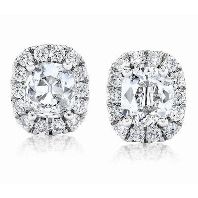 Wunderschönes Kissen und runder Schliff 5,50 Karat Echt Diamant Halo Ohrstecker