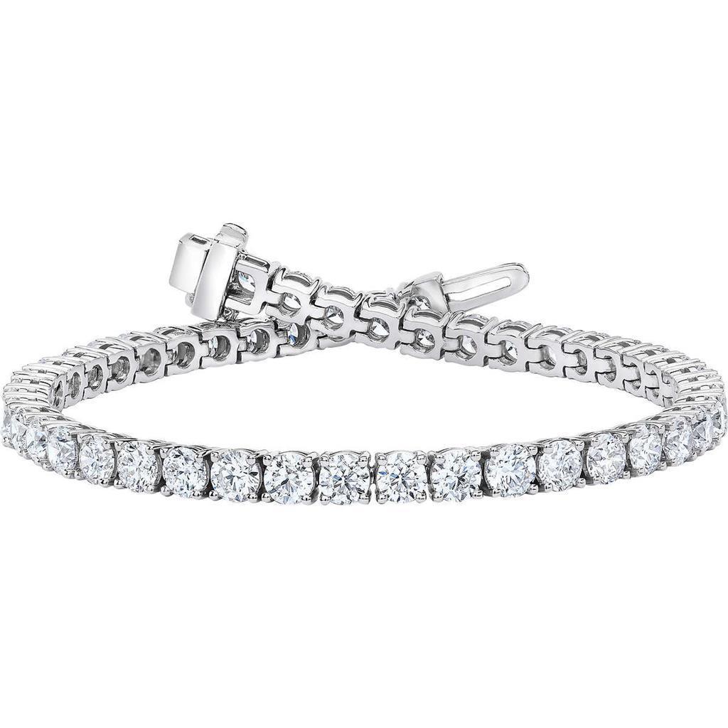 Wunderschönes rundes Krappenset Natürliche Diamant Tennisarmband Massivgold 7,5 Ct