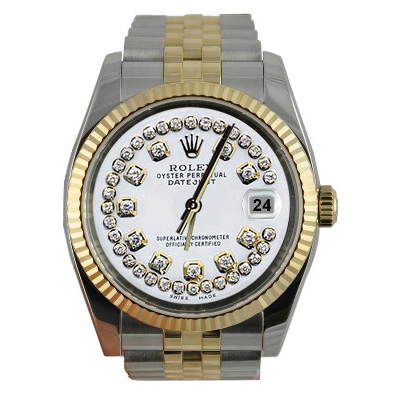 Zeichenfolge Diamant Zifferblatt Datejust Rolex Herrenuhr Edelstahl & Gold Jubilee