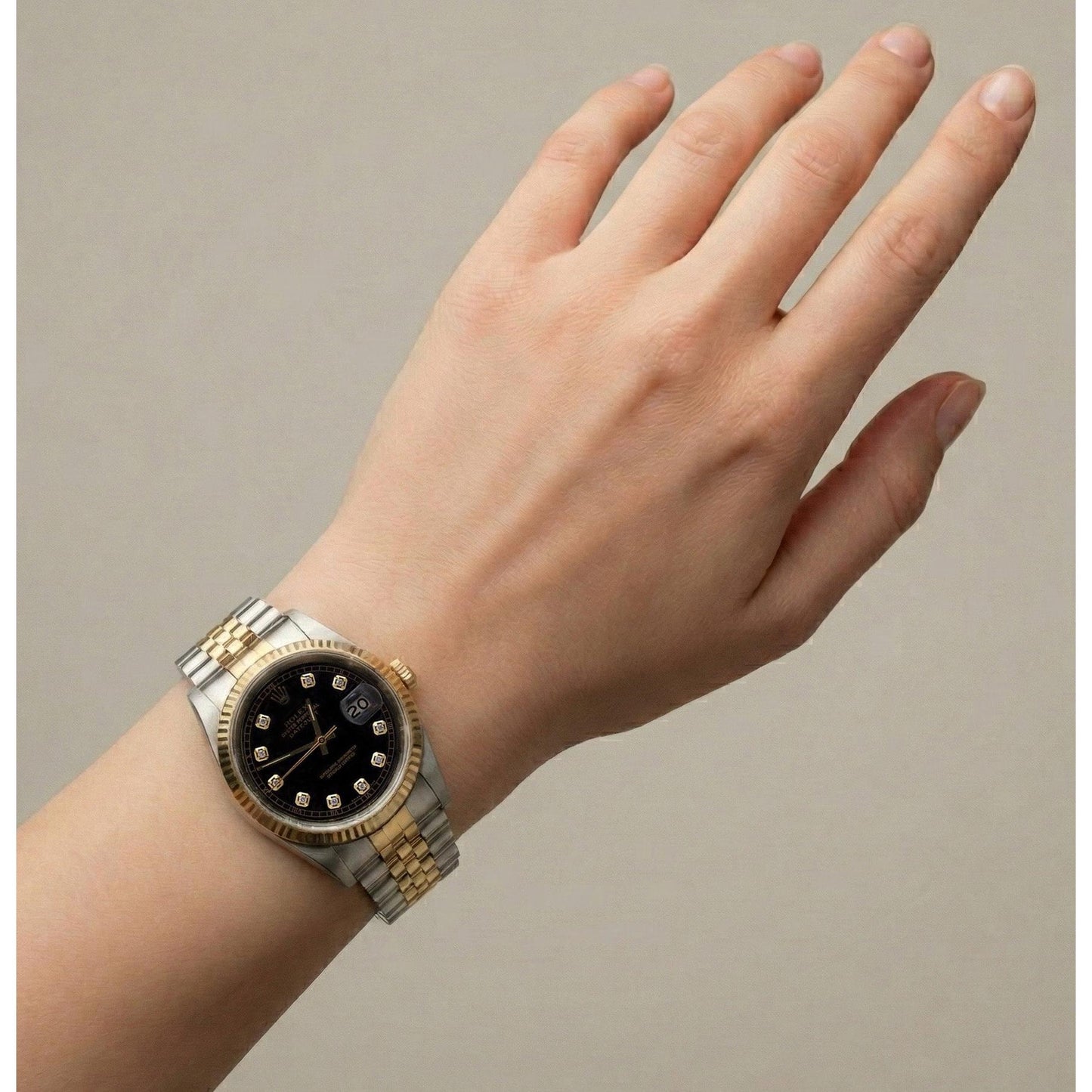 Zweifarbige Herren-Rolex-Datejust-Uhr mit Diamant-Zifferblatt und Jubilee-Armband