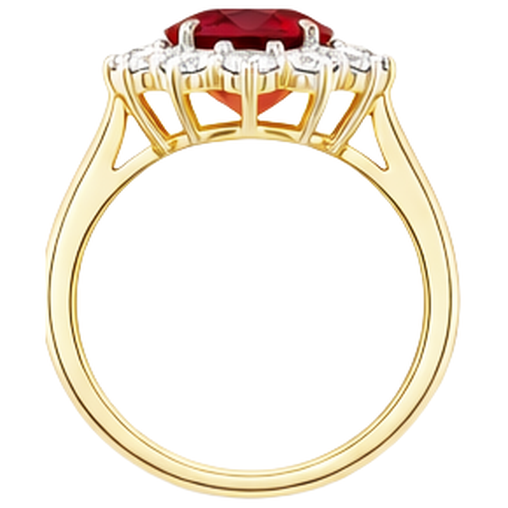 Zweifarbiger Gold 14K 4,75 Kt Roter Rubin Ring mit Aus der Erde Abgebauter Natürlicher Diamanten Neu