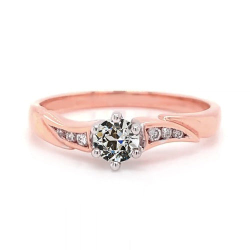 Zweifarbiger Verlobungsring Rund alter Bergmann Echt Diamant 1.25 Karat