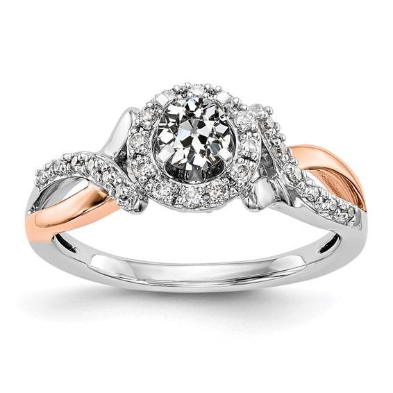 Zweifarbiges Halo Runden alter Bergmann Echt Diamant Ring Split Shank 2.50 Karat