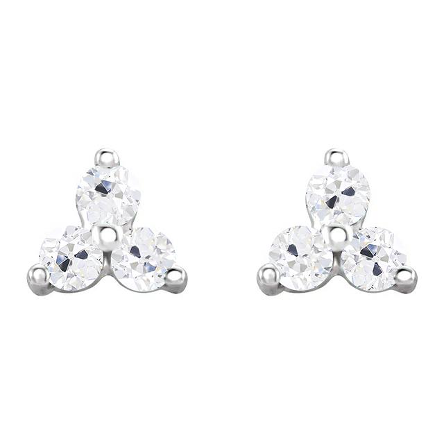 alter Bergmann Echt Diamant Ohrstecker 6 Karat Weißgold im Rundschliff 14K