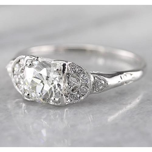 alter Bergmann Runder Diamantring 1,50 Karat Weißgold 14K - harrychadent.de