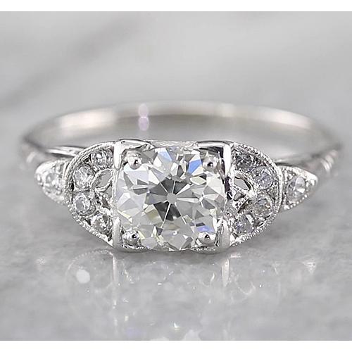 alter Bergmann Runder Diamantring 1,50 Karat Weißgold 14K - harrychadent.de