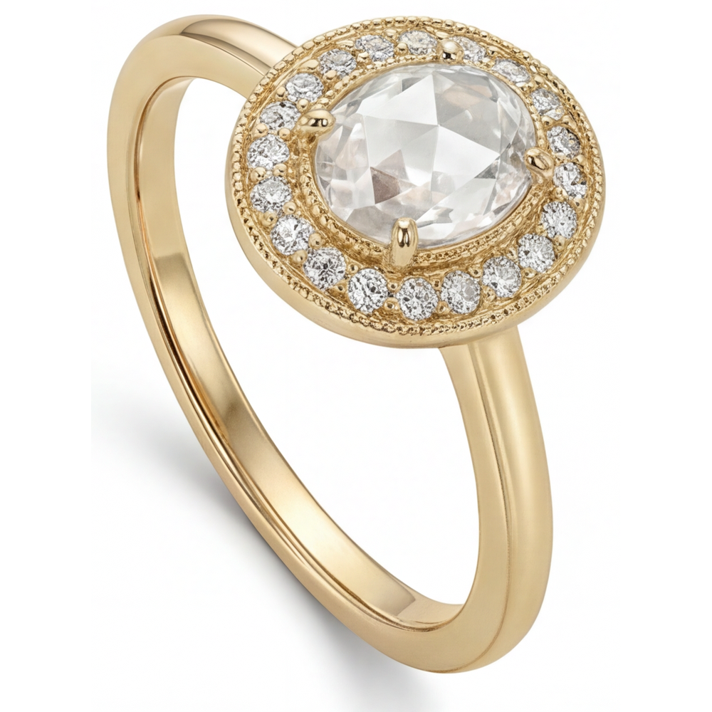 Luxuriöser Halo-Fassung Ring 2 Karat – Seitenansicht