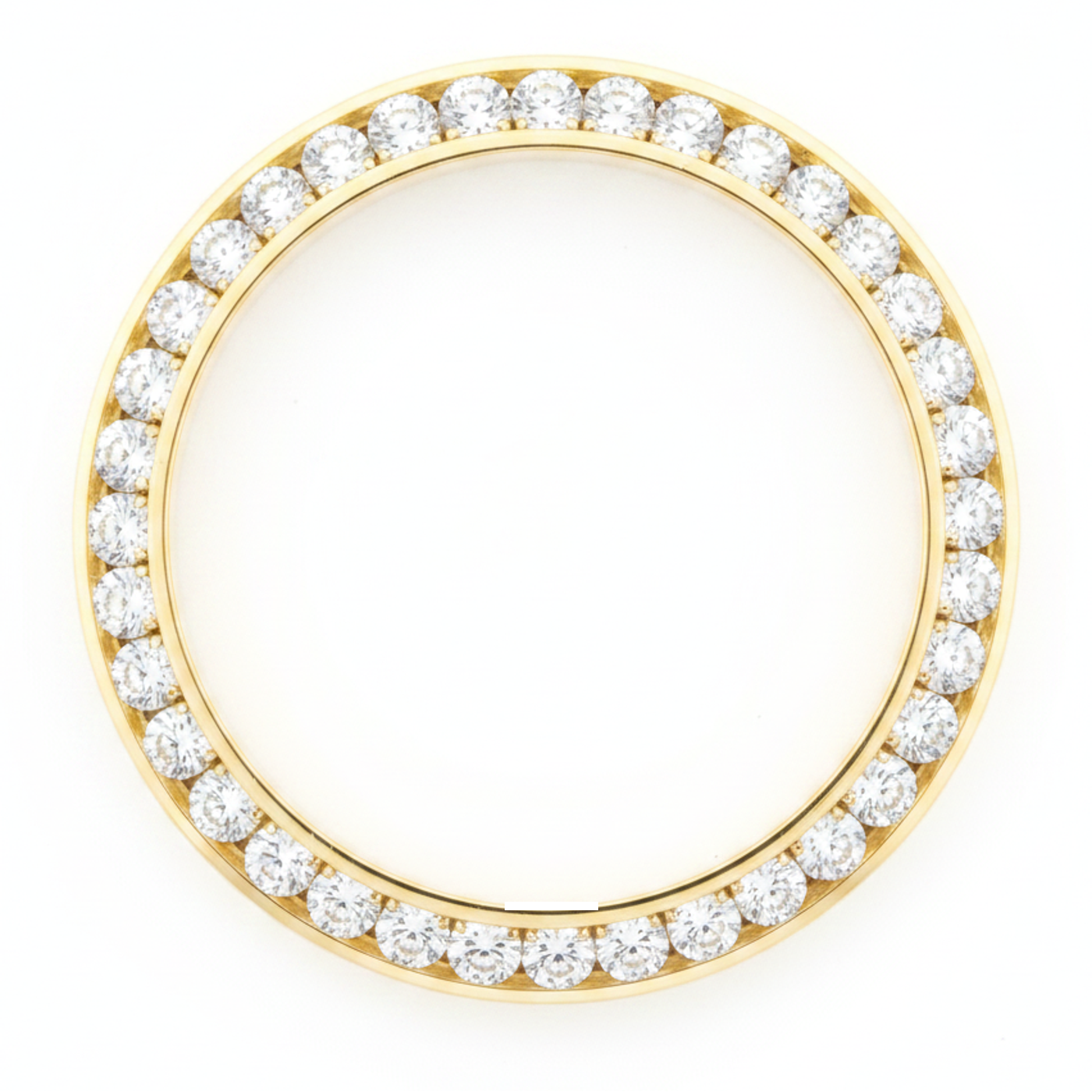Diamant-Uhrenlünette 2,5 Karat 28 mm passend für Rolex Datejust, echt natürlich, 14 Karat Gelbgold, rund