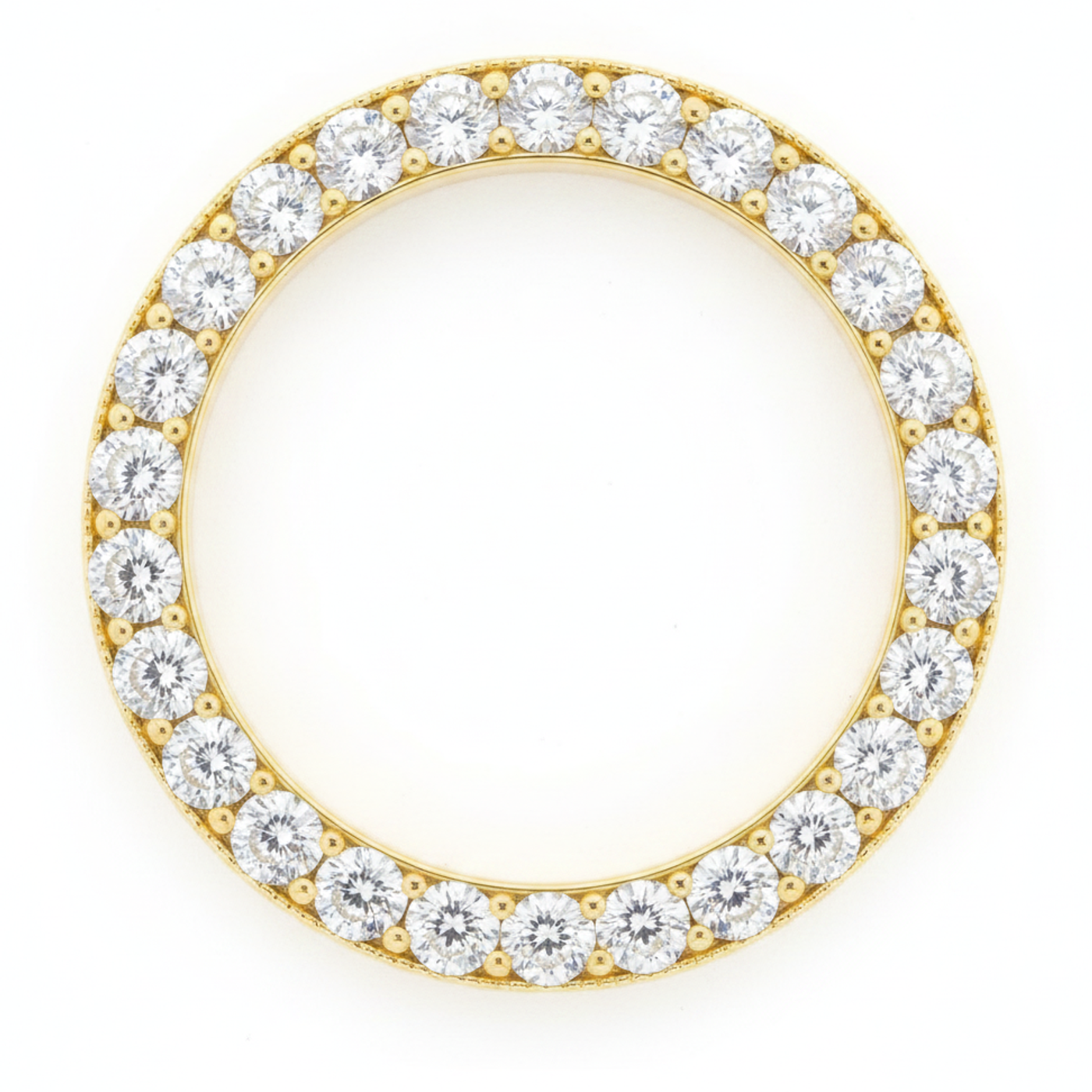 Diamant-Uhrenlünette 3 Karat 28 mm Passend für Rolex Datejust Echtes Natürliches 14K Gelbgold Rund Pavé