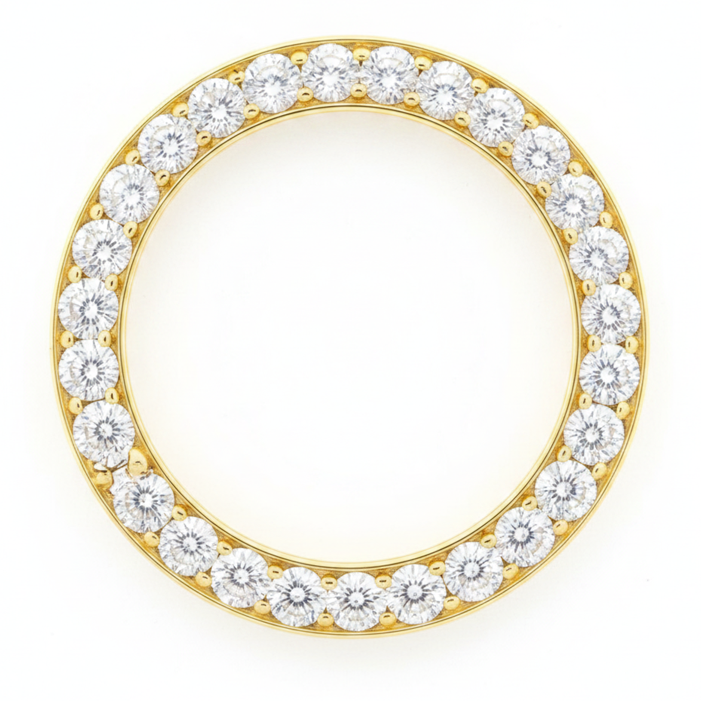 Diamant-Uhrenlünette 5 Karat 28 mm passend für Rolex Datejust, echtes natürliches 14K Gelbgold, rundes Pavé