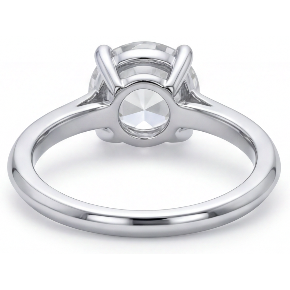 Edler Diamant Solitär-Ring 4-Karat 14K Weißgold – Profilansicht