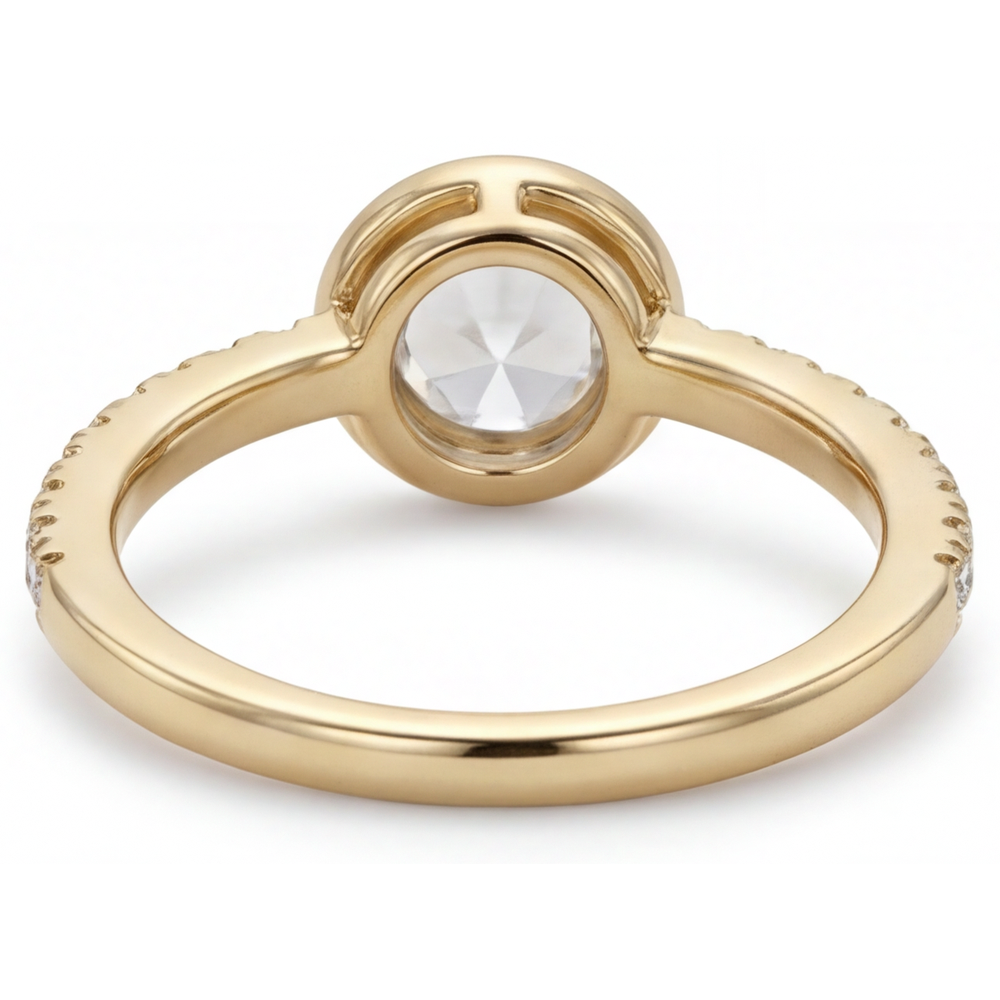 Brillantschliff Edler Diamant Ring in 14K Gelbgold – Profilansicht