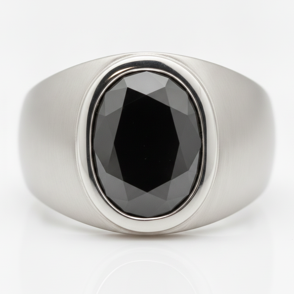 Verlobungsring mit schwarzem Diamanten, 3,79 Karat, echt, oval, ausgefallene Lünette, Platin