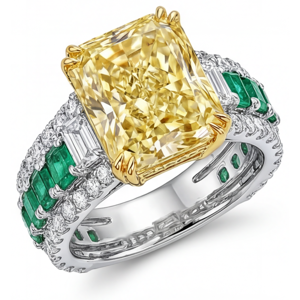 Naturreiner Gelber Kanarienvogel-Diamant Akzent-Solitär-Ring – Hauptansicht