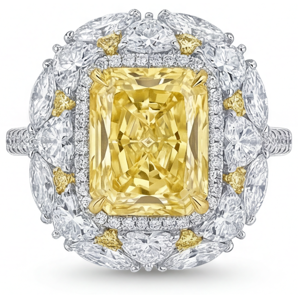 Authentischer Gelber Kanarienvogel-Diamant Ring – Hauptansicht