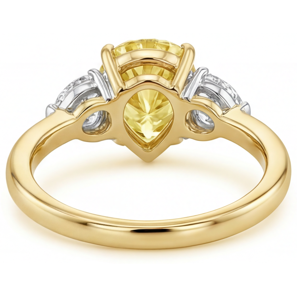 Gelber Kanarienvogel-Diamant Statement-Ring 1-Karat Zweifarbiges 14K Gold – Profilansicht