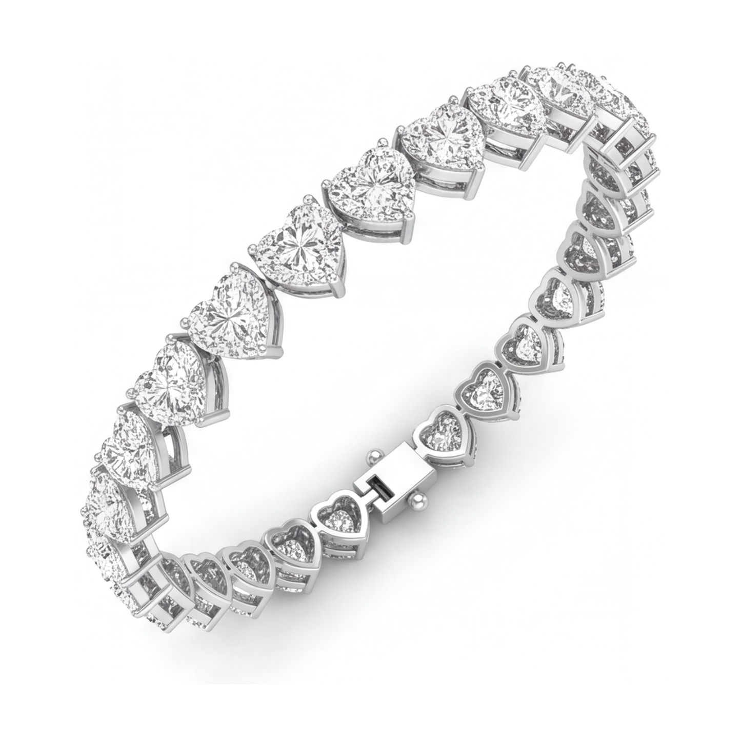 Herz-Diamant-Tennisarmband, 7 Karat, im Labor gezüchtet, Krappenfassung, 14 Karat Weißgold, 7 Zoll